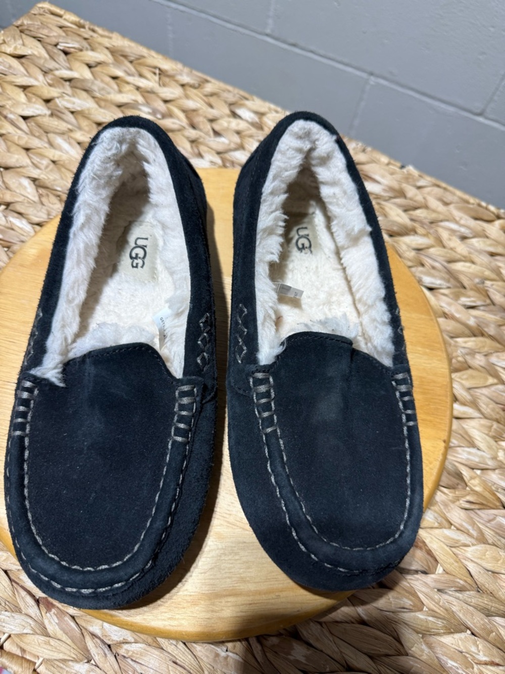 UGG Men's Black Suede Shearling-Lined Moccasins